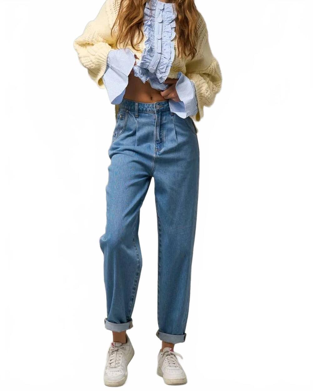 NEW INSANE GENE josie slouch jeans in medium wash